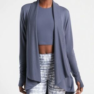 Athleta Medieval Violet Nirvana Pranayama Wrap Cardigan Sz XS Yoga Lounge Cozy